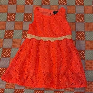 U.S. Polo Assn. Coral Lace Dress with Cream Accent
